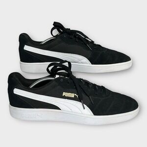 Puma Astro Kick Sneakers Black White Gold Logo Suede 369115-01 Mens 11 WORN ONCE